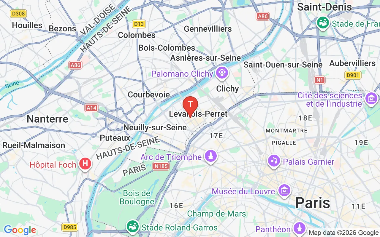 Carte TRANSFAST DÉMÉNAGEMENT - 64 Rue Anatole France, 92300 Levallois-Perret