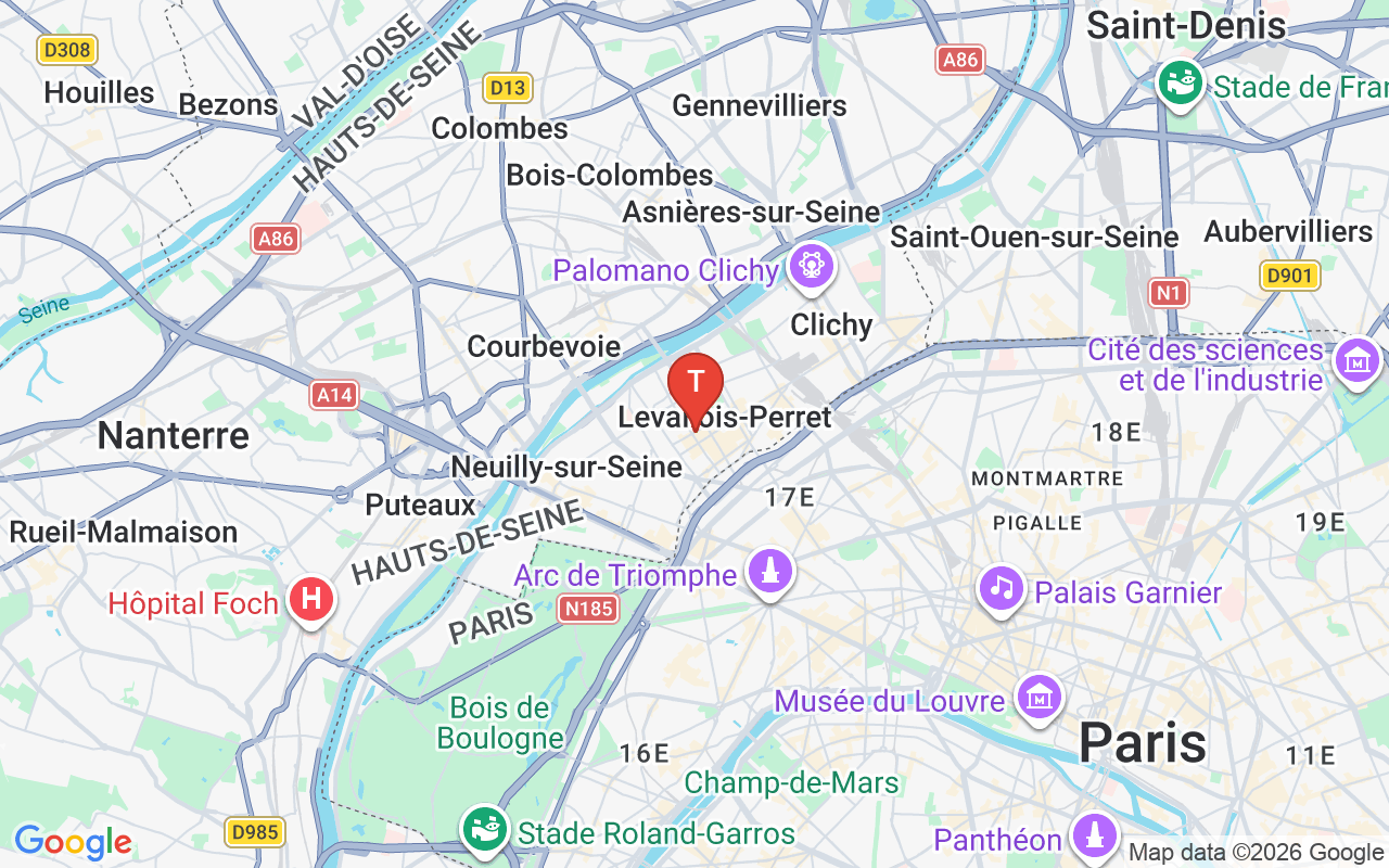 Carte TRANSFAST DÉMÉNAGEMENT - 64 Rue Anatole France, 92300 Levallois-Perret